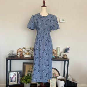 VINTAGE Miss Dorby Petites 90s Cottage Peasant Prairie Floral Dress